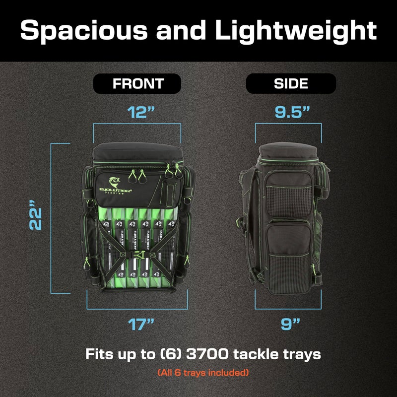 Evolution Outdoor حقيبة صيد Evolution Drift Series 3700 مع نظام QuikLatch و 2 حامل قضبان - أخضر، حقيبة صيد ثقيلة مع 6 صناديق طعم - Image 2